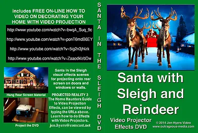 VIRTUAL Santa Sleigh And Reindeer Santa Flying In Sleigh  USB  By Jon Hyers • $25.95