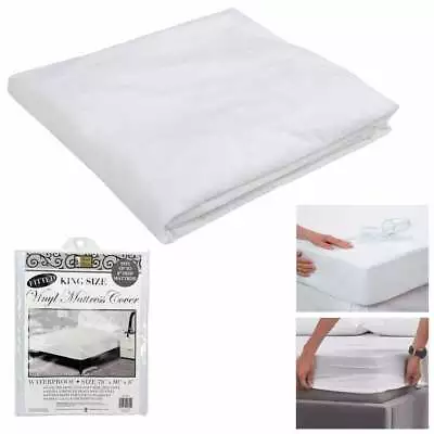 King Size Waterproof Mattress Cover Protector Vinyl Noiseless Waterproof Fitted • $11.28