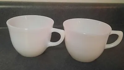 2-Vintage Anchor Hocking Fire King White Milk Glass D Handle Coffee Cups • $10