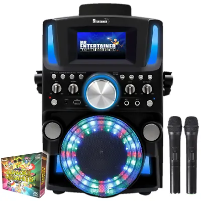 Bluetooth Karaoke Machine Screen Lights & 200 CDG HITS SONGS & 2 WIRELESS MICS • £169.99