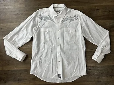 Rock 47 Shirt Mens Adult Large Pearl Snap Western Rockabilly Brush Popper • $25