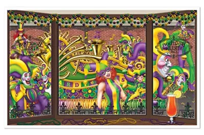 MARDI GRAS Scene Setter Wall Decoration New Orleans Bourbon St.  Photo Backdrop • £12.34