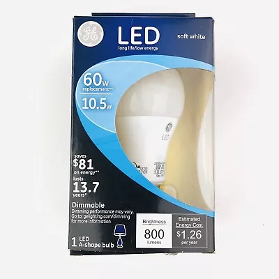 GE Light Bulb LED A Shape 60 Watt Soft White Dimmable Energy Saving 800 Lumens • $0.99