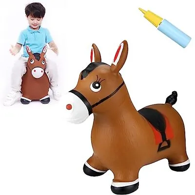 Bouncy Horse Hopper- Brown Inflatable Jumping Horse Ride On Rubber Bouncing • $36.41