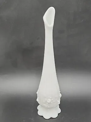 Vintage Fenton White Milk Glass Cabbage Rose Bud Vase 10  Tall • $19.99