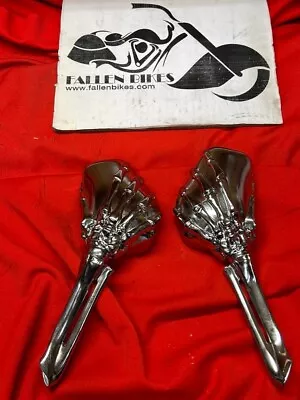 Harley Chrome Skull Skeleton Hand Mirrors • $27.99