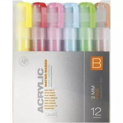 MONTANA  2mm (Fine) Acrylic Paint Markers - 12 Pk - SET B - NEW - Free Shipping • $64.99