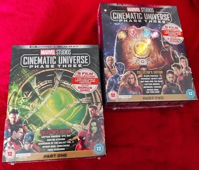 Marvel Cinematic Universe Phase 3 Complete Parts 1 & 2 4k & Blu Ray New Sealed • £58.99