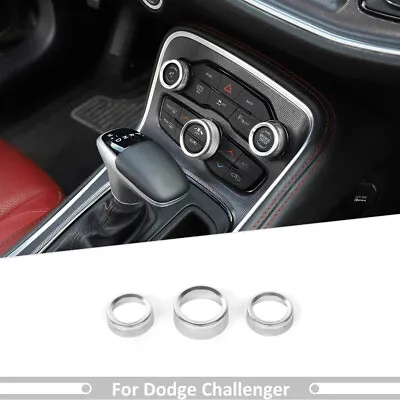3x Air Con Switch Audio Ring Cover Accessories For Dodge Challenger 2015+ Silver • $14.99