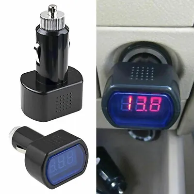 LED Car 12V 24V Battery Volt Voltage Meter Monitor Gauge Cigar Lighter Plug UK • £4.66