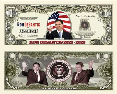 ✅ Pack Of 100 Ron DeSantis President 2024 Collectible 1 Million Dollar Bill ✅ • $19.95