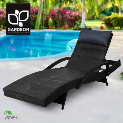 $127.50 • Buy Gardeon Outdoor Sun Lounge Setting Rattan Wicker Lounger Garden Patio Furniture