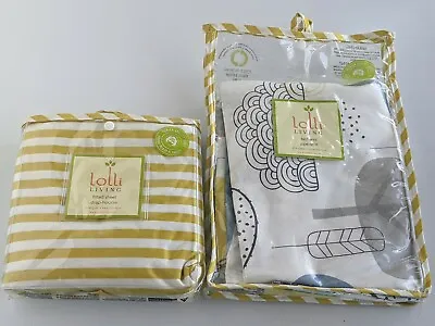 Lolli Living Crib Fitted Sheet Bedding & Bed Skirt  In The Woods   Amber Stripe  • $24