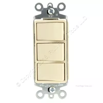 $7.59 • Buy Leviton Ivory Decora Triple Rocker Single Pole Light Switch Triplex 15A 1755-I