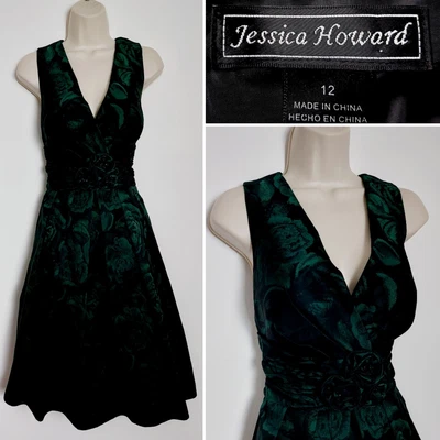 £26.99 • Buy JESSICA HOWARD Green Fit & Flare Midi Dress Size UK 12 50s Diva Rockabilly Party