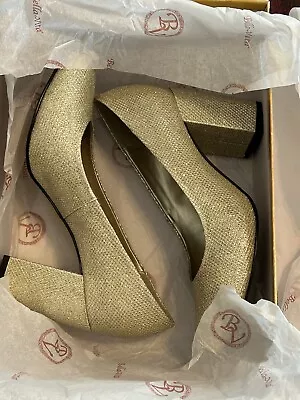 Bella Vita Nara || Women’s Gold Glitter Shoes 3” Heel In Orig. Box Sz 6.5 W • $32