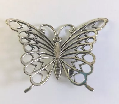 Vtg Signed Beau Sterling Silver Open Design 2  Wing Spam Butterfly Brooch • $17.99