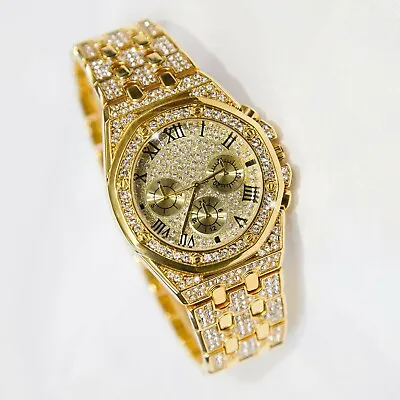 Designer Watch For Men & Women Hiphop Fashion Rhinostone Diamond Bling Watch UK • £18.98