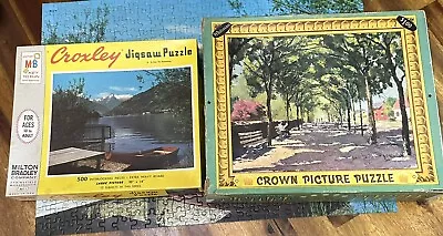 Two Vintage Jigsaw Puzzles Croxley Milton Bradley & Crown Whitman Picture Puzzle • $5