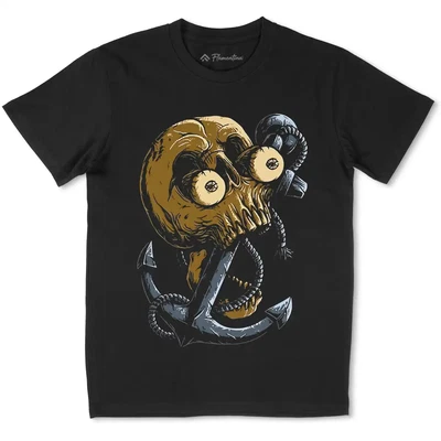£14.99 • Buy Skull Anchor T-Shirt Navy Grim Horror Death Sailor P811