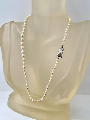 Vintage Genuine Mikimoto Akoya Pearl Strand Necklace Sterling Silver Clasp • $399.03