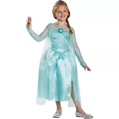 Disney Frozen Elsa Costume Small 4/6x Girls GlitterHalloween Dress Up Blue • $13.99