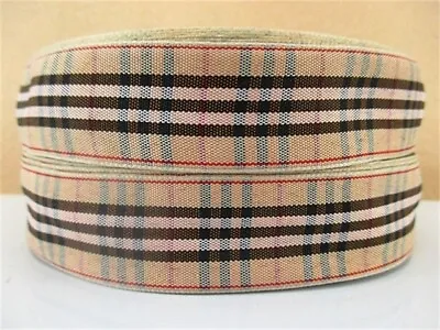 2 Metre Brown Tartan Scottish Ribbon Size 1 Inch Hair Bows Headbands Card Making • £1.59