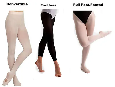 £4.75 • Buy Dance Tights Girls Women's Convertible Footed Footless Soft Ballet Tights Semi