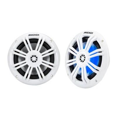 £119 • Buy Kicker Marine Speakers KM Series 6.5 Inch Coaxial White Grills Boat Rib 50w RMS