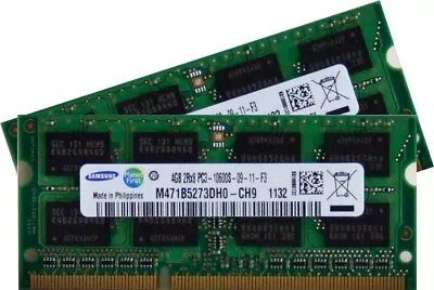 8Gb 2 X 4Gb PC3 10600 2Rx8 DDR3 1333Mhz Sodimm Laptop Memory RAM 1.5v • £9.49