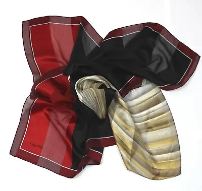 *Valentino Semi-sheer Scarf - Red Black Gold - 87cm X 86cm* (C20) • £38.75