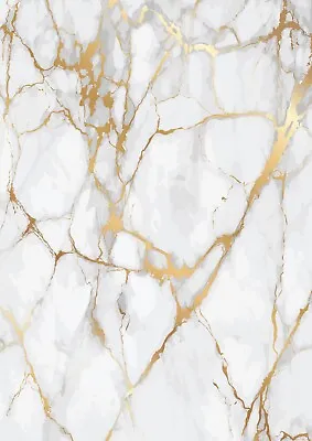 White Gold Marble Design Wallpaper A4 Sized Edible Wafer Paper / Icing Sheet  • £1.99