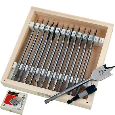 Neilsen 14pc Spade Hole Saw Flat Wood Drill Bit Set With Adaptor 6mm - 25mm • £14.69