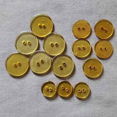 Vintage Apple Juice Bakelite Buttons Set In 3 Sizes Yellow 1/2  5/8  3/4  Tested • $16