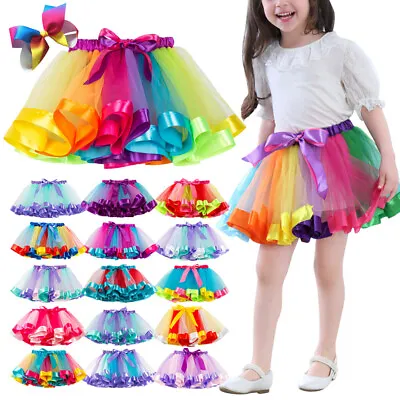 £7.87 • Buy Girls Rainbow Colorful Tutu Skirt Kids Tulle Tutu Mini Dress Children Dancewear