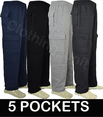 J8 Mens Cargo Combat Jogging Bottoms Trousers Elasticated Tracksuit Joggers Gym • £14.99