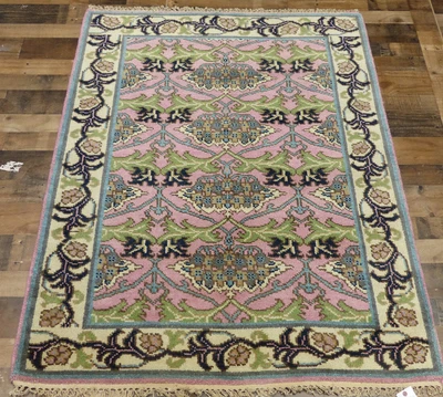 $499 • Buy 4'x6' New Pink William Morris Hand Knotted Wool Arts & Crafts Oriental Area Rug