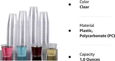 Zcaukya 100 Shot Glasses 1oz Clear Plastic Disposable Hard Cups Mini Cups • $13.55