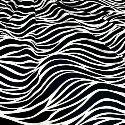 Distorted Zebra Animal Print Spandex Fabric 4-way Stretch By Yard For Activewear • $12.99