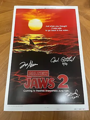 * JAWS 2 * Signed 12x18 Poster * CARL GOTTLIEB JOE ALVES & TOM DUNLOP * 11 • $217.98