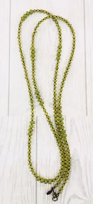 Vintage Cookie Lee Jade Glass & Amber Glass Bead Long Necklace 48  • $19.99