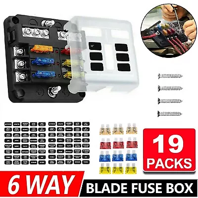 6 Way Blade Fuse Box Block Holder LED 12V 32V For Car Boat Van With 12X Fuses AU • $29.99