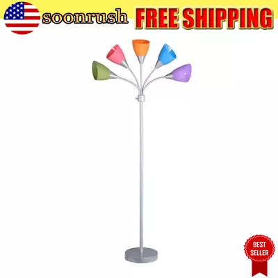 5 Light Floor Lamp Modern Multi-Color Shades Adjustable Lighting Living Room US • $24.97
