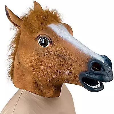 Halloween Mask Horse Head Mask Deluxe Novelty Halloween Costume Party Latex Head • £16.45