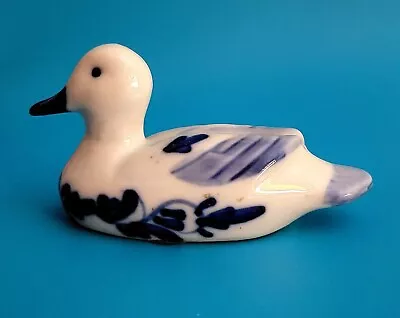 Vintage Delfts Blauw Porcelain Duck Figurine Cobalt Blue & White  • $12.99