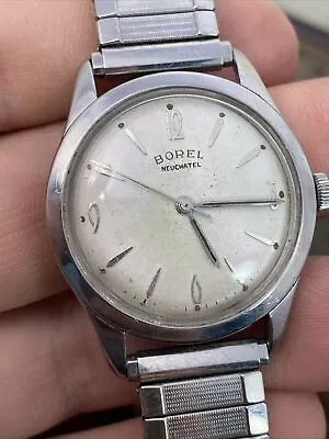 Vintage Ernest Borel Neuchatel Mens Watch Manual Wind Stainless -Running! 33.5mm • $49.99