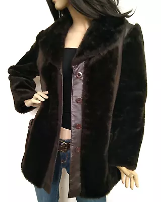 Snugkoat Vintage 70s Brown Faux Fur Jacket Medium UK 14 • $31.13