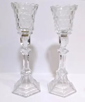 Set Of 2 Vintage Crystal Glass Candlestick Candle Holders 8  • $16.99