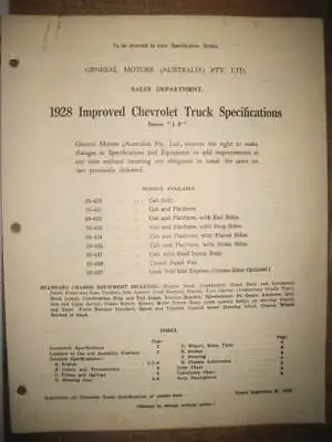 1928 Chevrolet  Truck Specifications  -    GMH   Aussie • $10