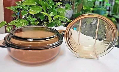 Corning Vision Amber V-240-B Glass Bowl/Lid Or Amber C-16-B Glass Bowl • $21.93